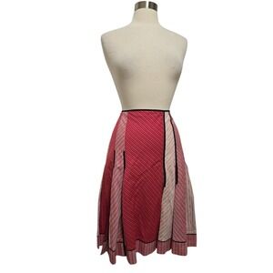 Vintage Anthropologie Red Mixed Stripe Skirt Size 10 Womens 2004